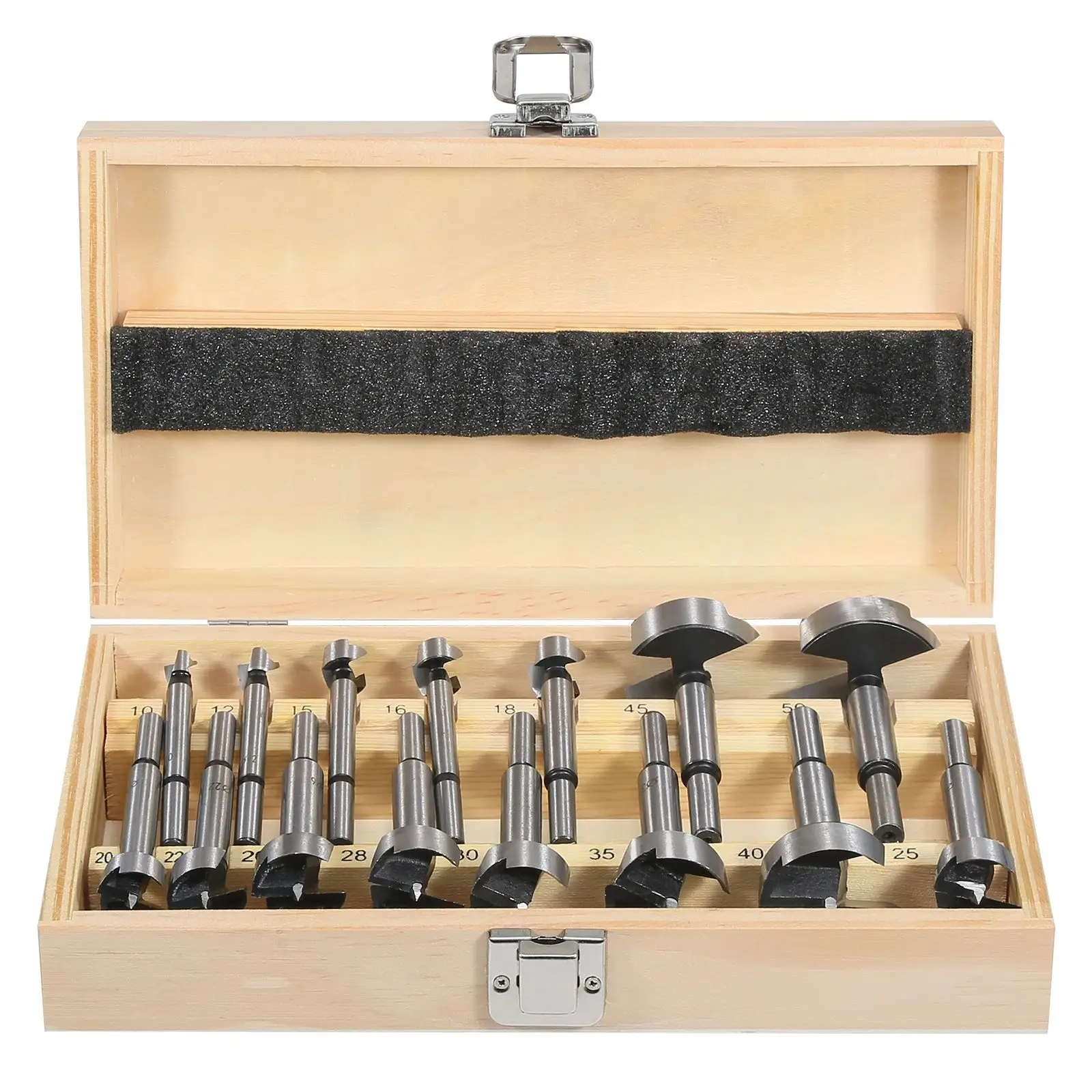 16PCS High Carbon Steel Forstner Tips Wood Working Tools Hole Saw Cutter Hinge Boring Drill Bits Round Shank
