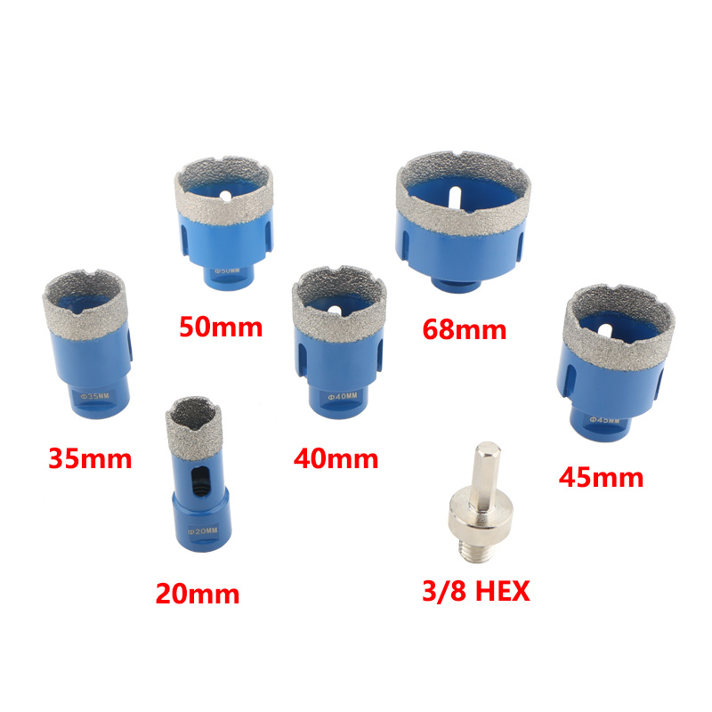6pcs M14 Dry Vacuum Brazed Diamond Hole Saw (SET B)